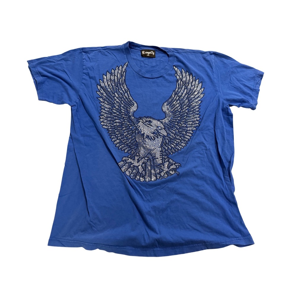 Rawyalty Graphic T-Shirt Mens XXL Blue ‎ Rhinestone Eagle Y2K Streetwear